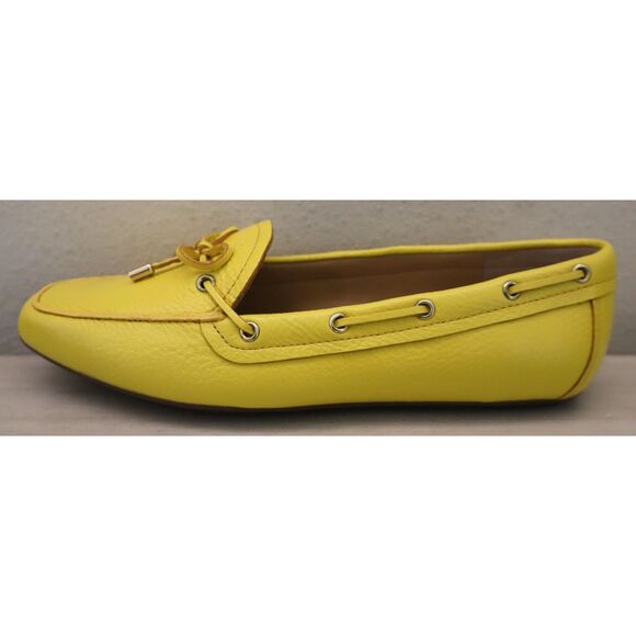 Talbots Women's Sz 8M Sunshine Yellow Becca Tie Soft Pebble Leather Flats - Picture 8 of 12